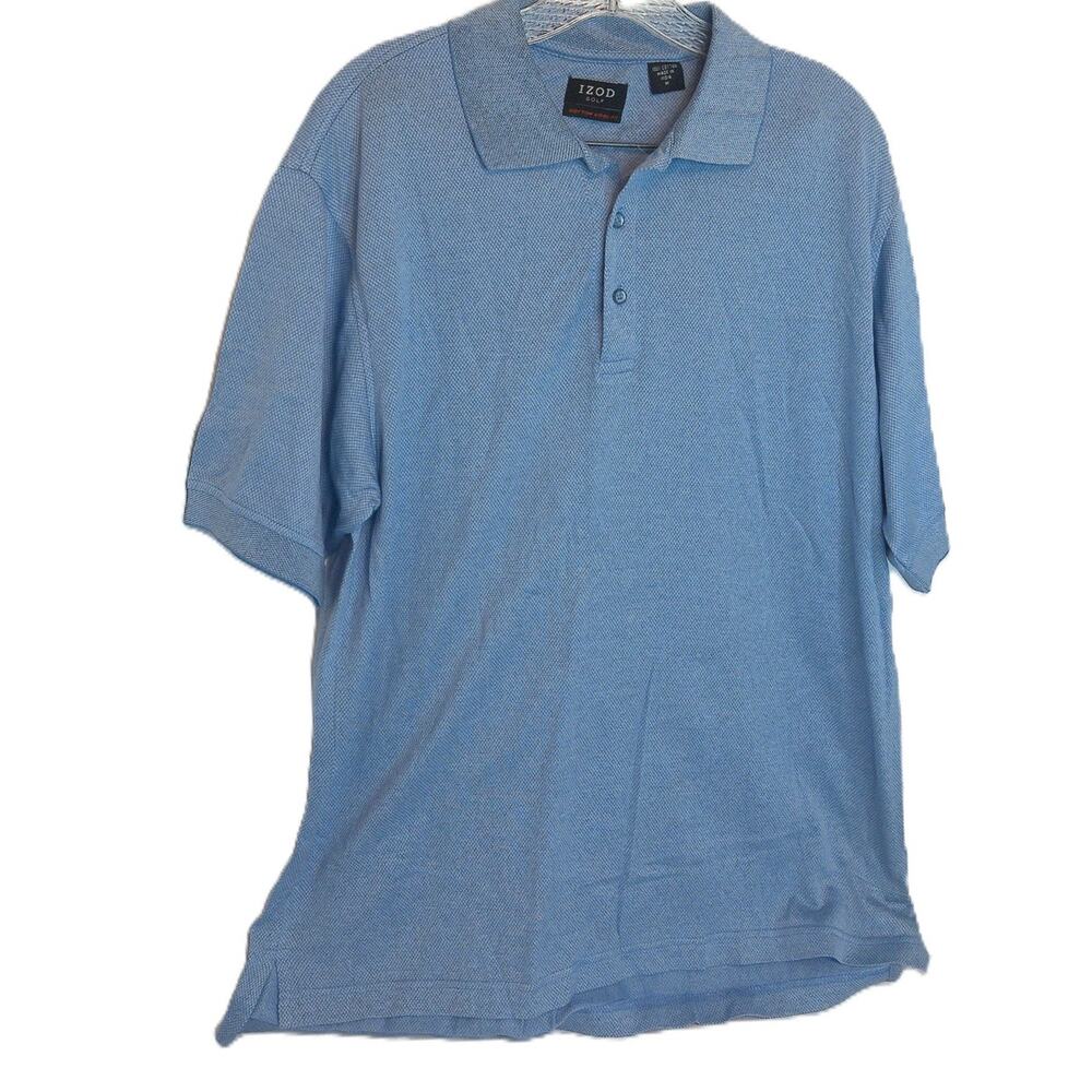 Izod Golf Polo Shirt Blue 1/4 Button Cotton Cool FX Size Medium - Picture 8 of 8
